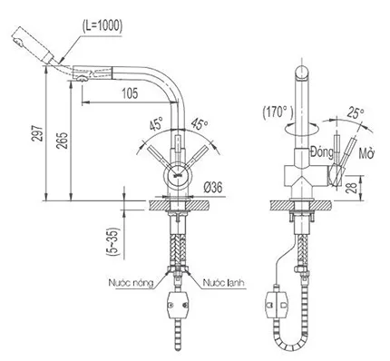 Vòi rửa bát dây rút MK-2021