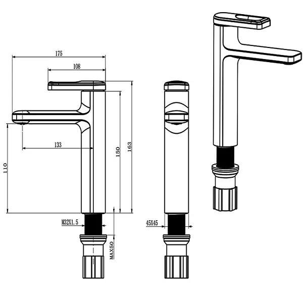 Vòi lavabo nóng lạnh màu đen MK-8032B
