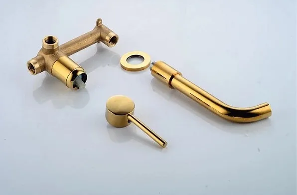 Vòi chậu lavabo âm tường màu vàng MKV-600003GB