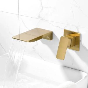 Vòi chậu lavabo âm tường màu vàng MKV-600004G