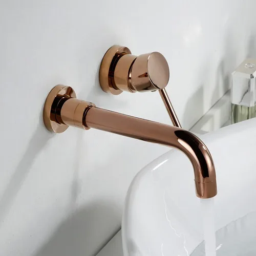 Vòi lavabo âm tường màu hồng vàng MKV-600010RG