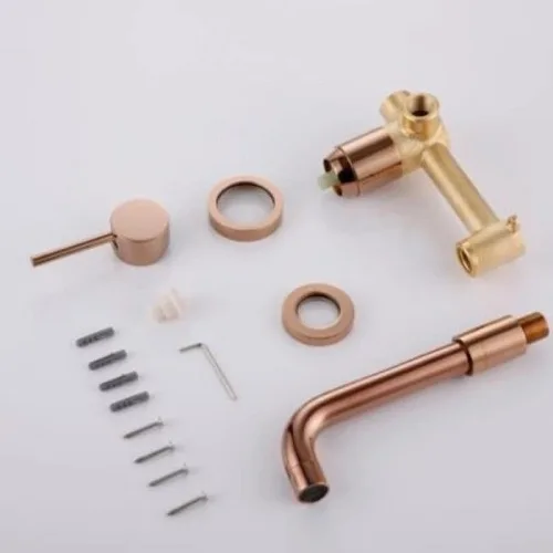 Vòi lavabo âm tường màu hồng vàng MKV-600010RG