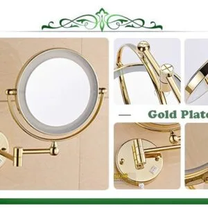 Gương trang điểm phóng đại màu vàng có đèn Led Miken MKG-M1208G
