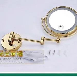 Gương trang điểm phóng đại màu vàng có đèn Led Miken MKG-M1208G