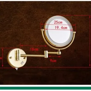 Gương trang điểm phóng đại màu vàng có đèn Led Miken MKG-M1208G