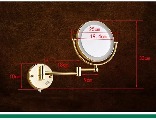 Gương trang điểm phóng đại màu vàng có đèn Led Miken MKG-M1208G