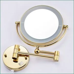 Gương trang điểm phóng đại màu vàng có đèn Led Miken MKG-M1208G