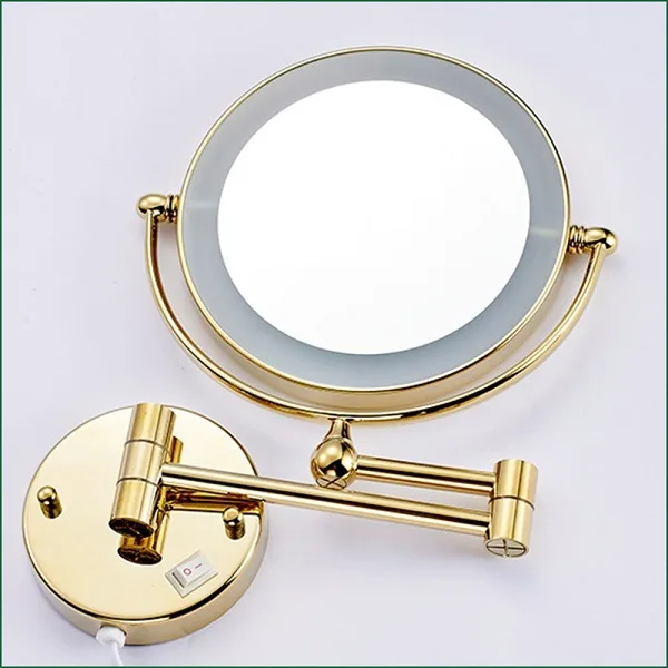 Gương trang điểm phóng đại màu vàng có đèn Led Miken MKG-M1208G