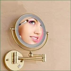 Gương trang điểm phóng đại màu vàng có đèn Led Miken MKG-M1208G