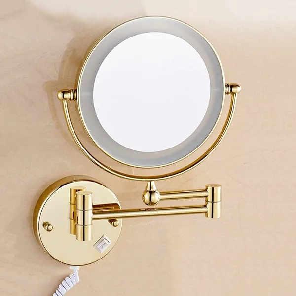 Gương trang điểm phóng đại màu vàng có đèn Led Miken MKG-M1208G