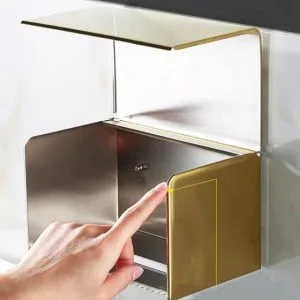 Hộp đựng giấy vệ sinh, giấy lau tay Inox 304 treo tường màu vàng bóng MK-1054GB