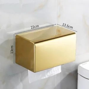Hộp đựng giấy vệ sinh, giấy lau tay Inox 304 treo tường màu vàng bóng MK-1054GB