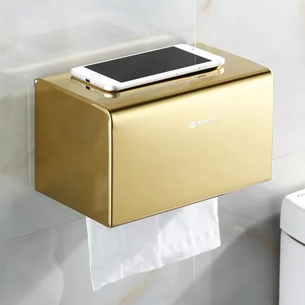 Hộp đựng giấy vệ sinh, giấy lau tay Inox 304 treo tường màu vàng bóng MK-1054GB Hộp đựng giấy vệ sinh, giấy lau tay Inox 304 treo tường màu vàng bóng MK-1054GB