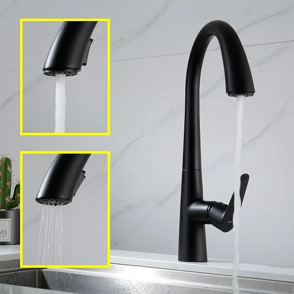 Vòi rửa bát màu đen nóng lạnh rút dây MK-0578B