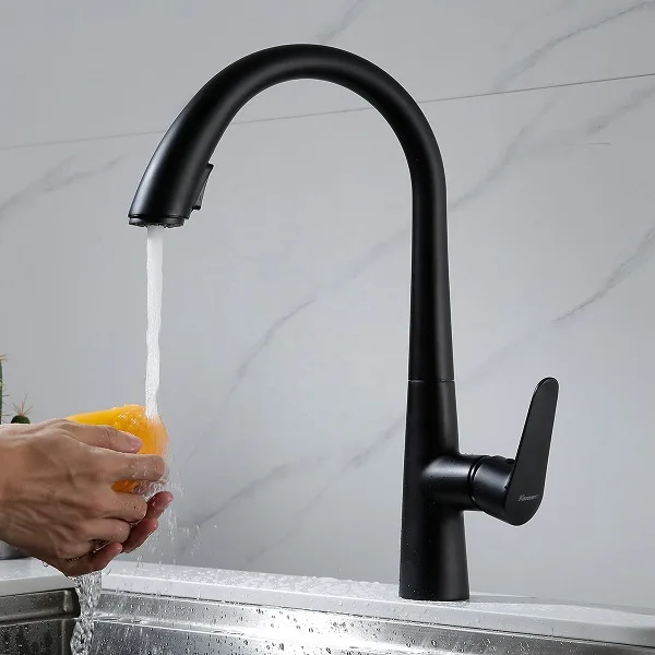 Vòi rửa bát màu đen nóng lạnh rút dây MK-0578B