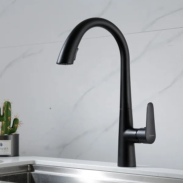 Vòi rửa bát màu đen nóng lạnh rút dây MK-0578B