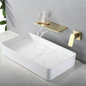 Vòi chậu lavabo, vòi bồn tắm âm tường mạ vàng MKV-600018G