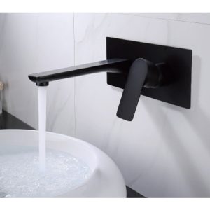 Vòi chậu lavabo âm tường màu đen MKV-600024B