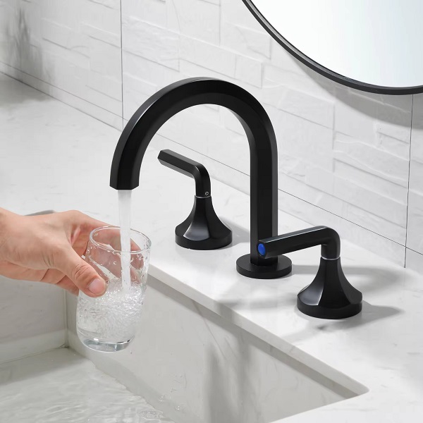 Miken MKV-1513B Vòi chậu lavabo, vòi bồn tắm mạ màu đen 3 lỗ Miken MKV-1513B