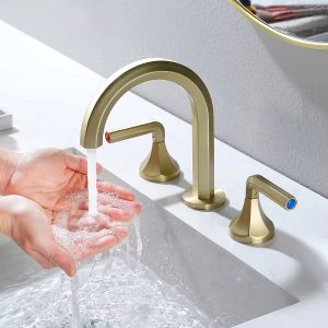 Vòi chậu lavabo, vòi bồn tắm mạ màu vàng 3 lỗ MKV-1513G