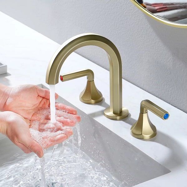 Miken MKV-1513G Vòi chậu lavabo, vòi bồn tắm mạ màu vàng 3 lỗ MKV-1513G